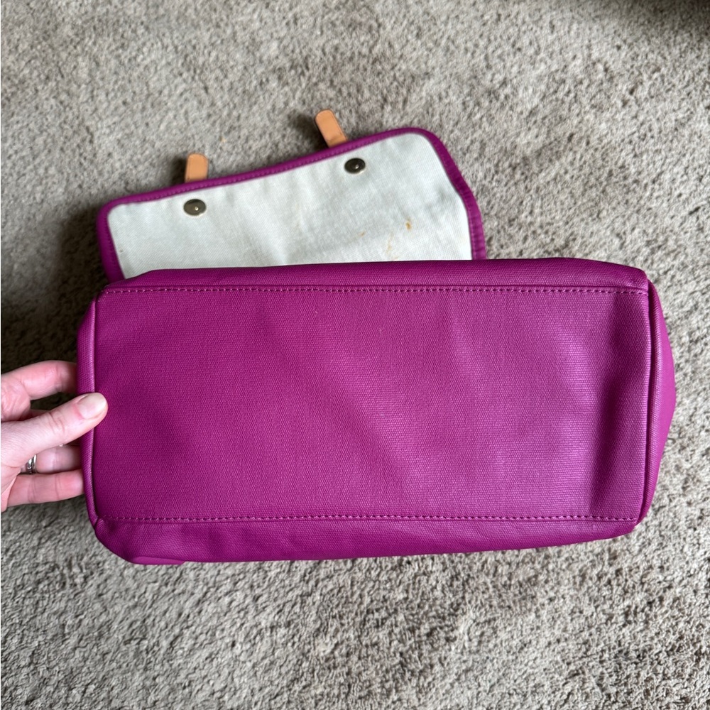 Authentic Tory Burch Fushia and Cream Pierson Mini Tote with Gold Hardware - Picture 6 of 11